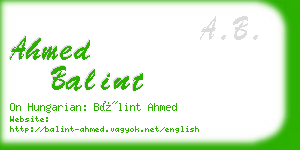 ahmed balint business card